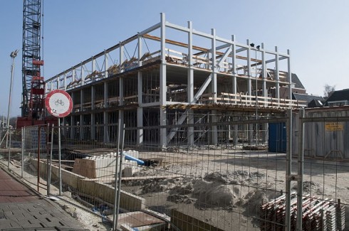 Werkzaamheden bouw kantoor Nijestee Damsterdiep