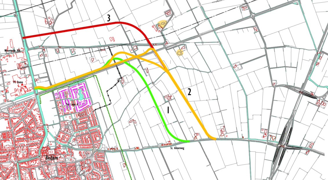 Drie alternatieven voor oostelijke ontsluitingsweg Bedum