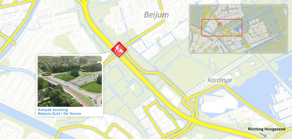 Oostelijke ringweg: afritten bij De Hunze Noord iets later open
