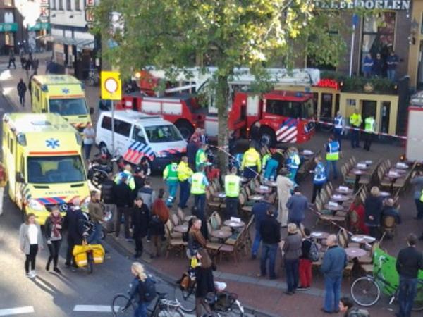 Grote brandoefening horeca Grote Markt Groningen