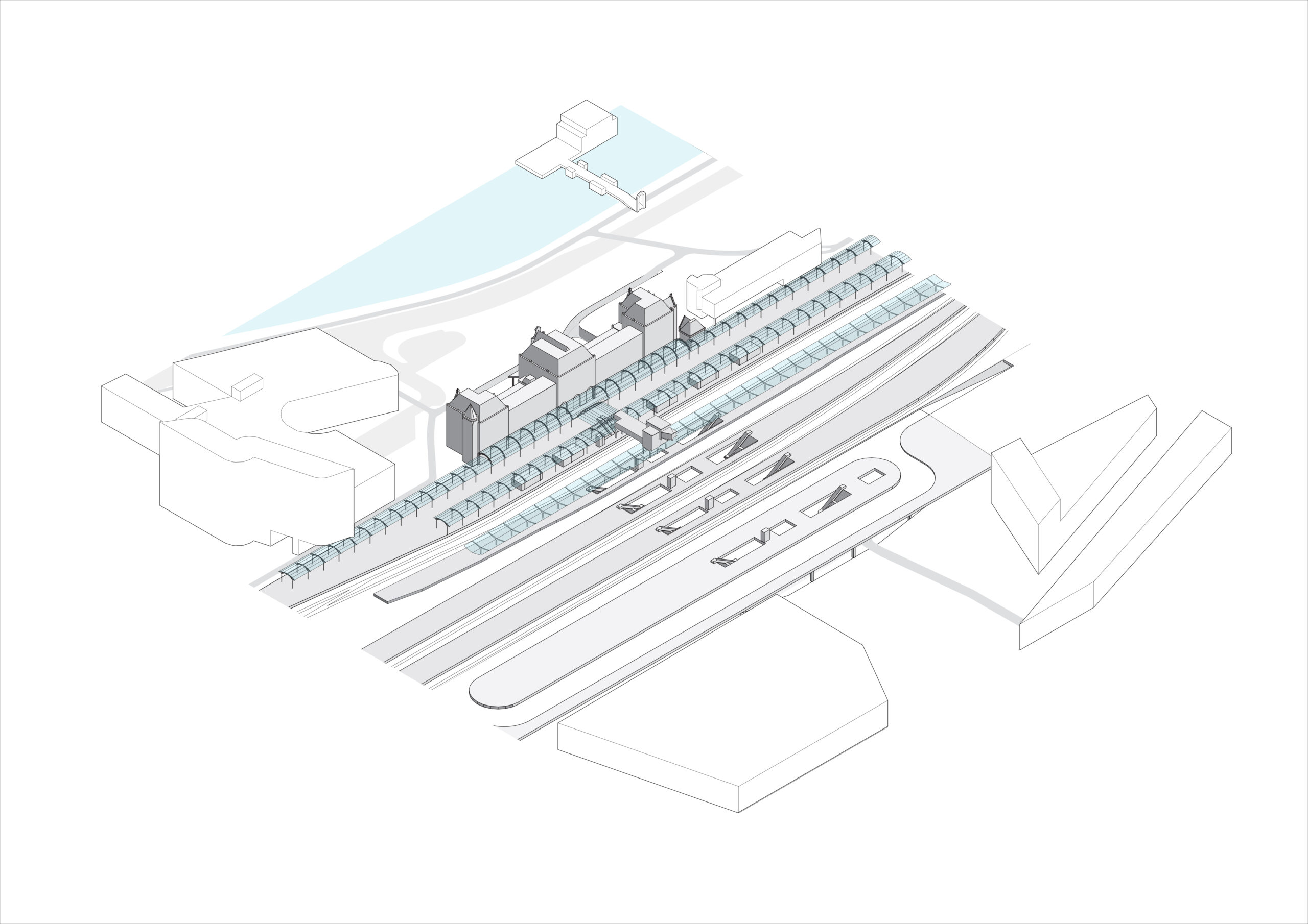 Impressie van de toekomstige situatie. Hoofdstation wordt doorgaand station.