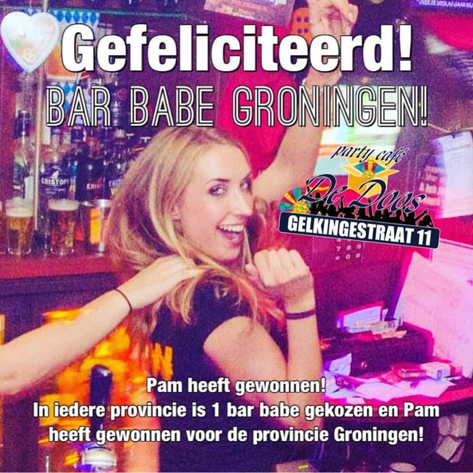 Barkeepster Partycafé De Doos winnaar Babe & Hunk-verkiezing