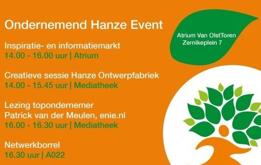 Vanmiddag bijeenkomst voor studenten: “Ondernemend Hanze Event”