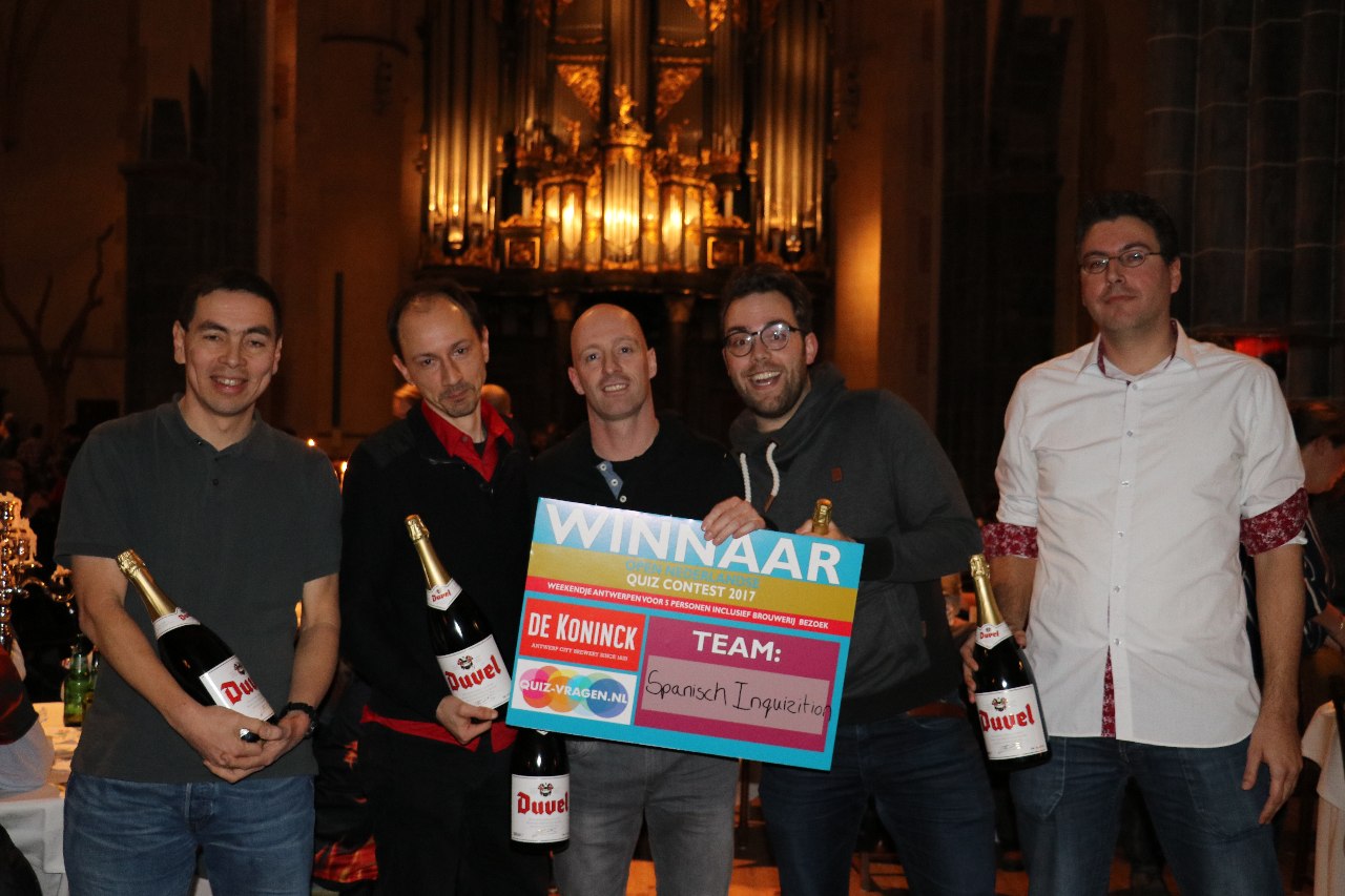 'Spanish Inquizition' wint opnieuw Open Nederlandse Quiz Contest in Martinikerk