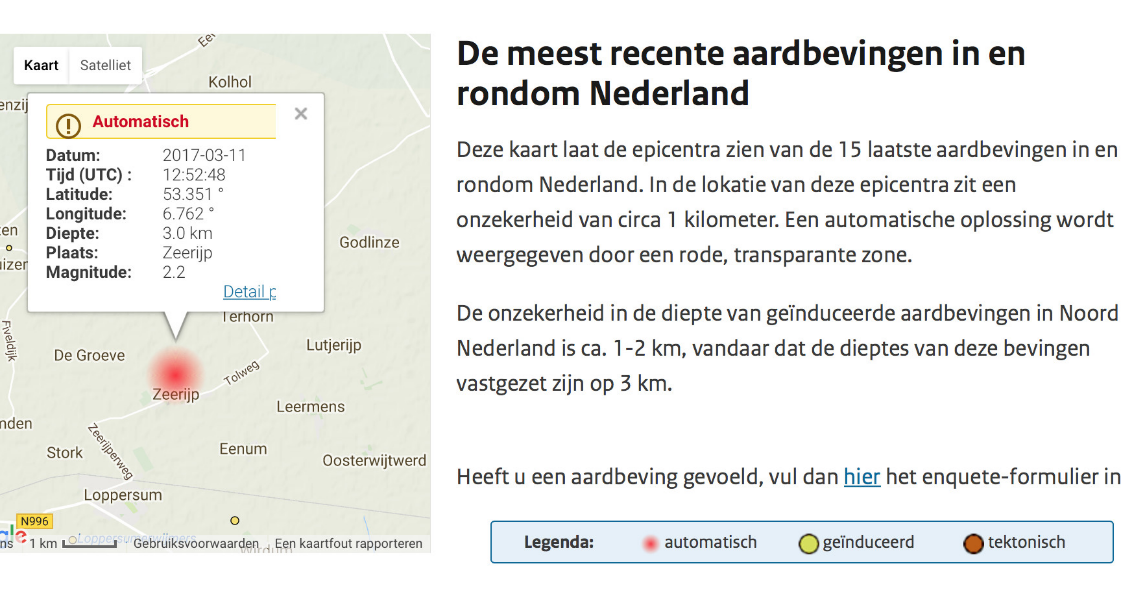 Flinke aardschok van 2.1 bij Zeerijp; toch weer in het hart van bevingsgebied