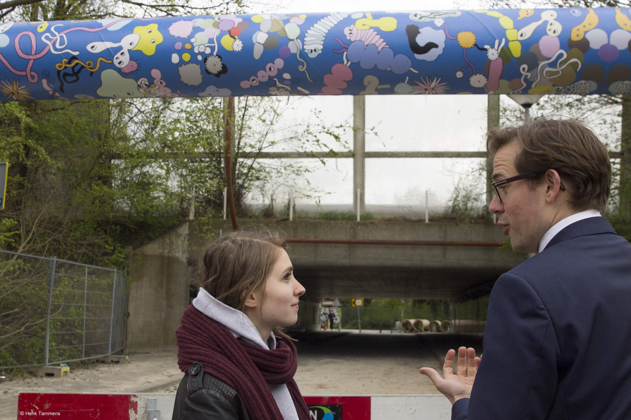 Onthulling kunstwerk tijdelijke rioolleiding