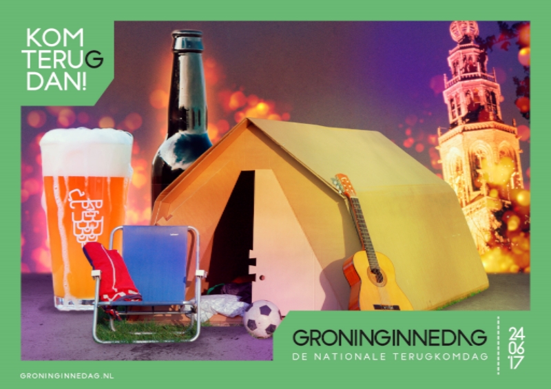 Camping op de Grote Markt tijdens Groninginnedag