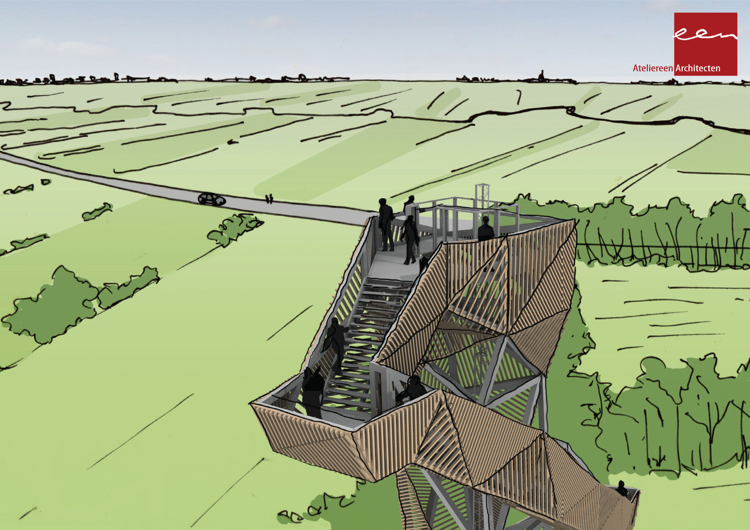 Bijzondere uitkijktoren in De Onlanden bij Groningen