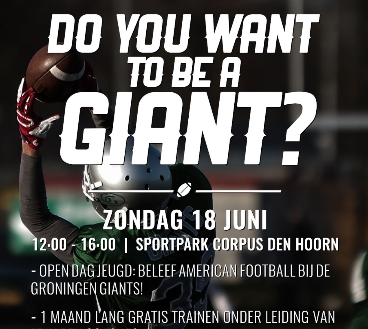 Open dag American Football – Groningen Giants zoekt jeugd