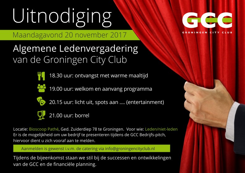 Maandag ledenvergadering Groningen City Club (GCC) in Pathé Bioscoop