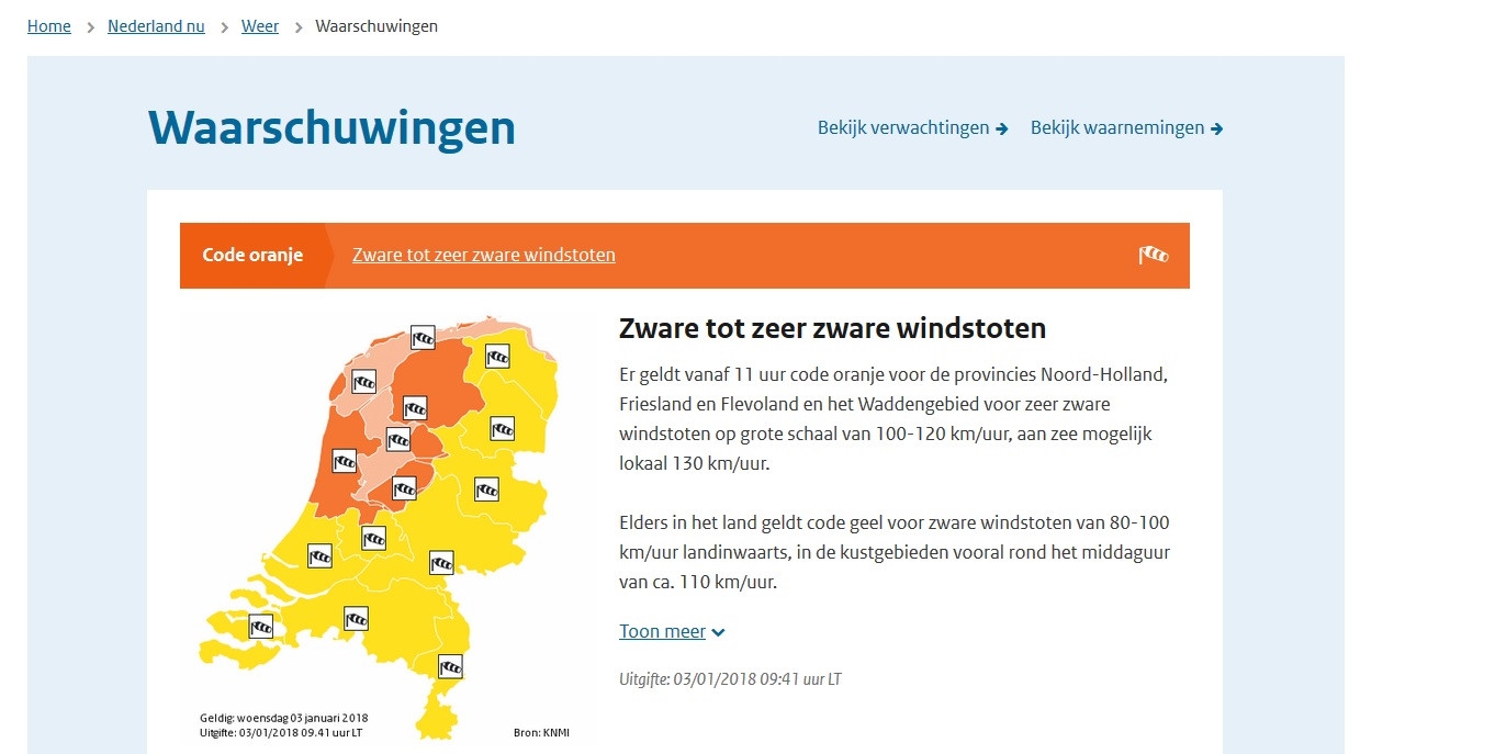 Vandaag code geel voor Groningen