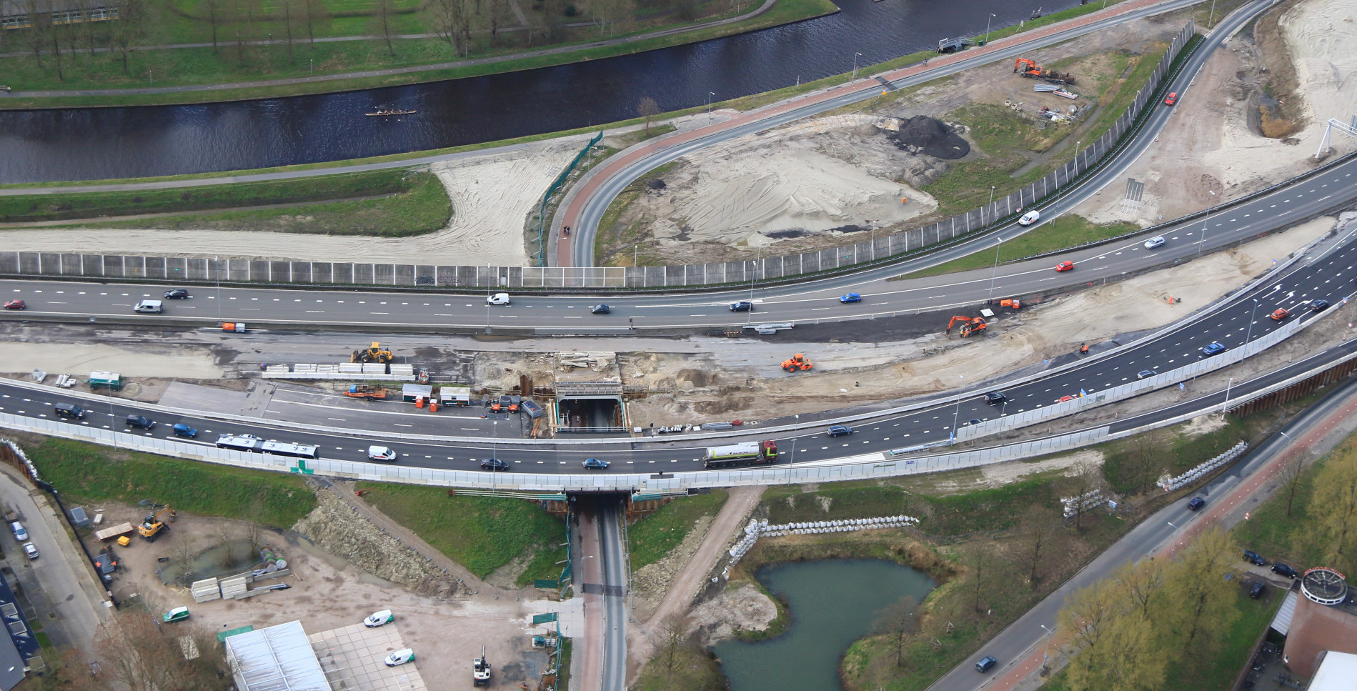 Bouwterrein voor tijdelijke weg bij Brailleweg