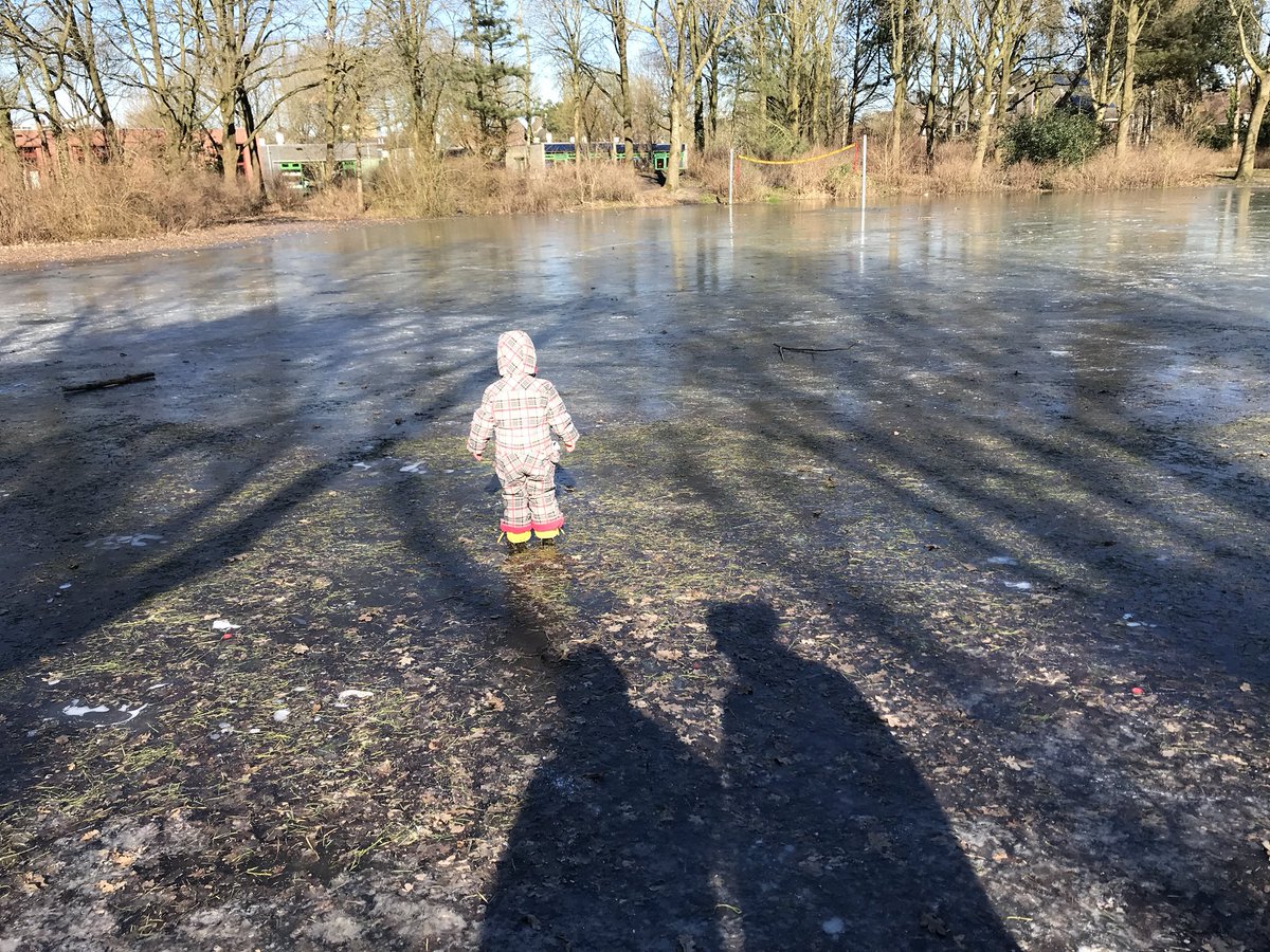 De eerste schaatser in het Ina Boudierplantsoen. (Foto Twitter, Jan de Jonge @Drafno)