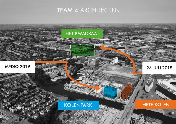 Verhuiskaart met de huidige, tijdelijke en toekomstige situatie