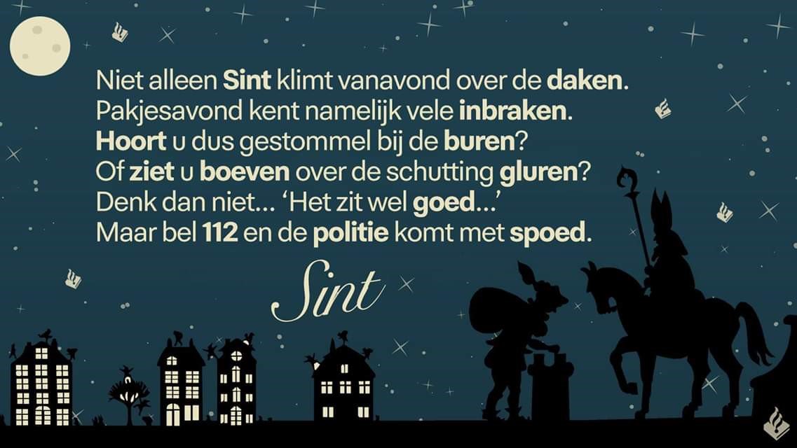 Politie rijmt erop los voor pakjesavond