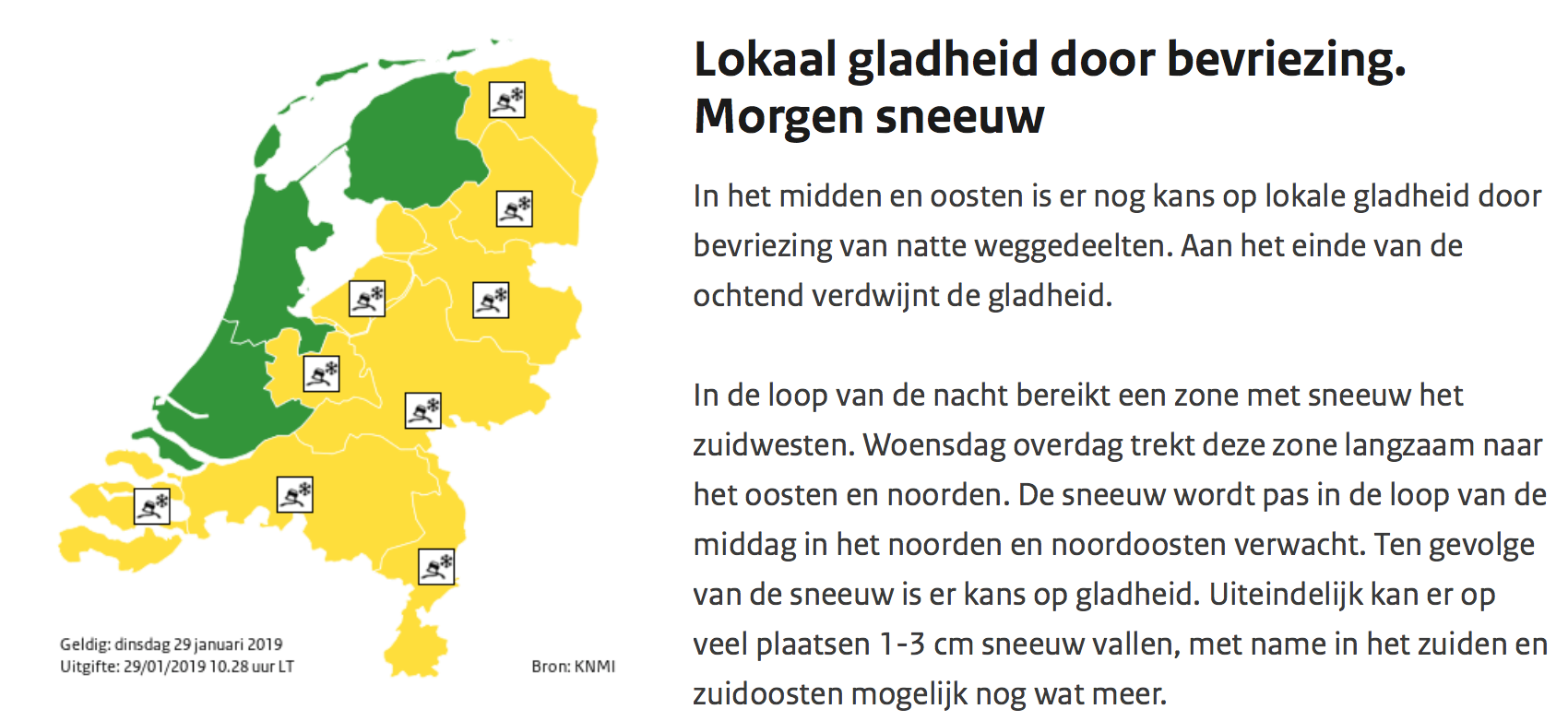 Woensdag code geel in verband met sneeuw