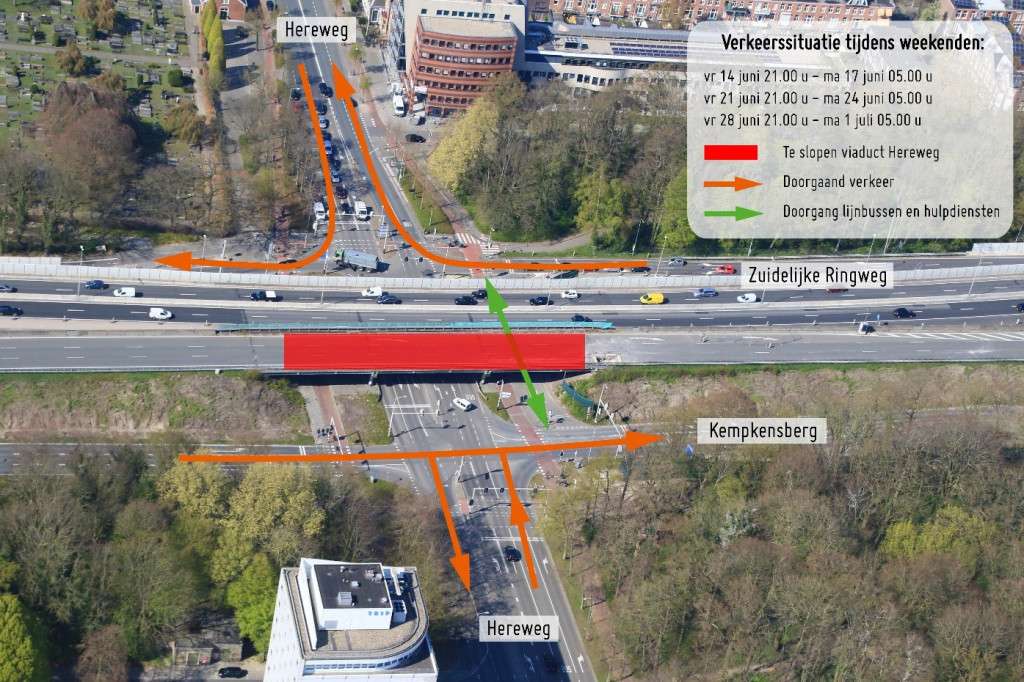 Deel Hereweg komende drie weekenden dicht