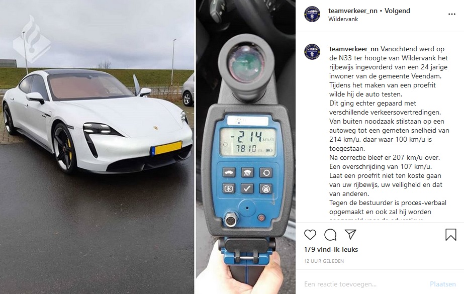 Testrit met Porsche Taycan: rijbewijs kwijt