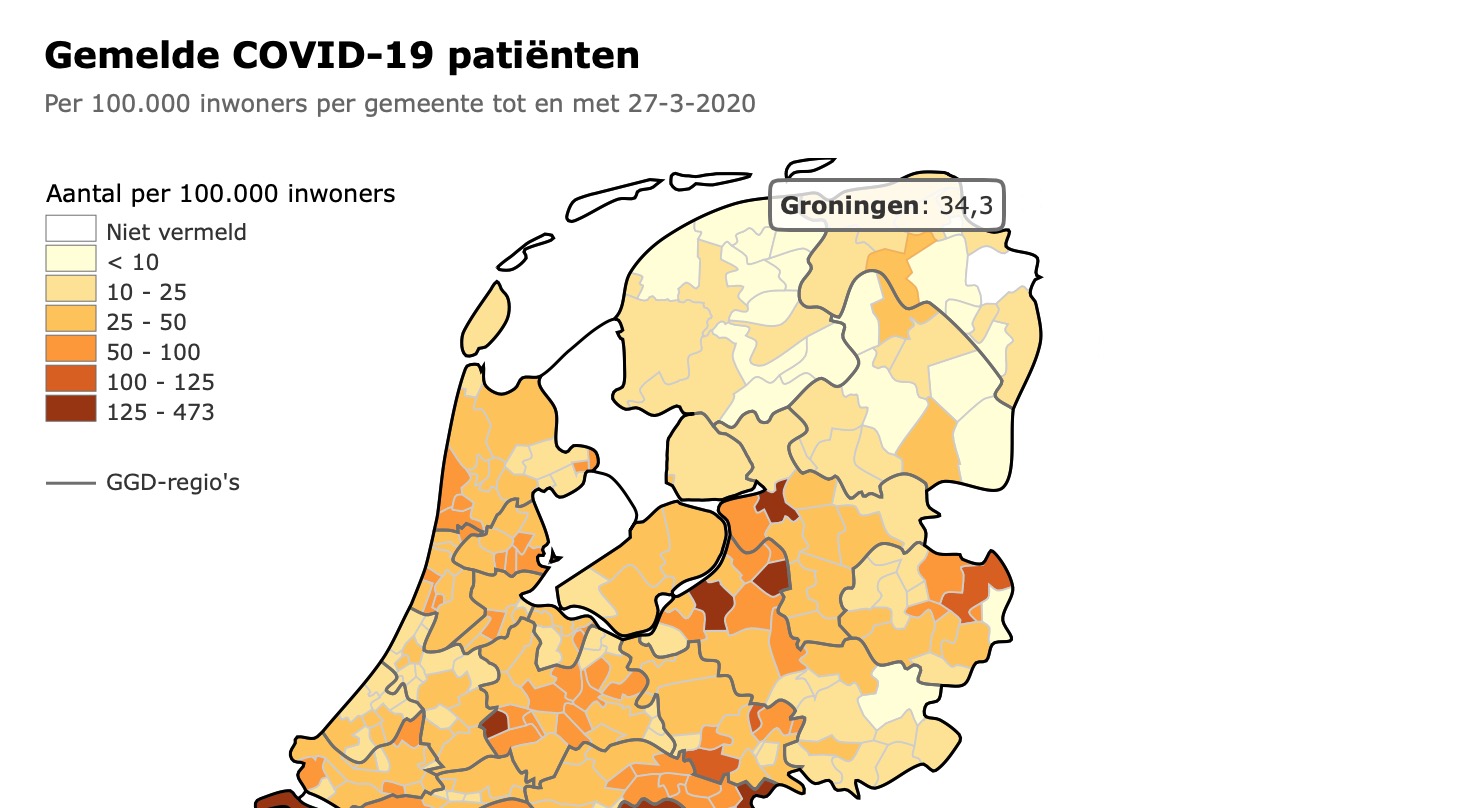 Zestien nieuwe besmettingen in provincie Groningen