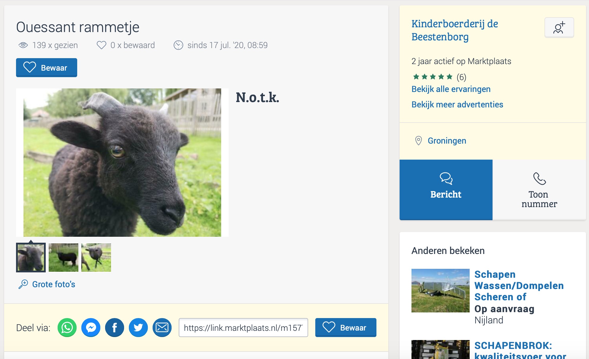 Partij voor de Dieren wil einde aan marktplaatsverkoop van Groningse kinderboerderijdieren