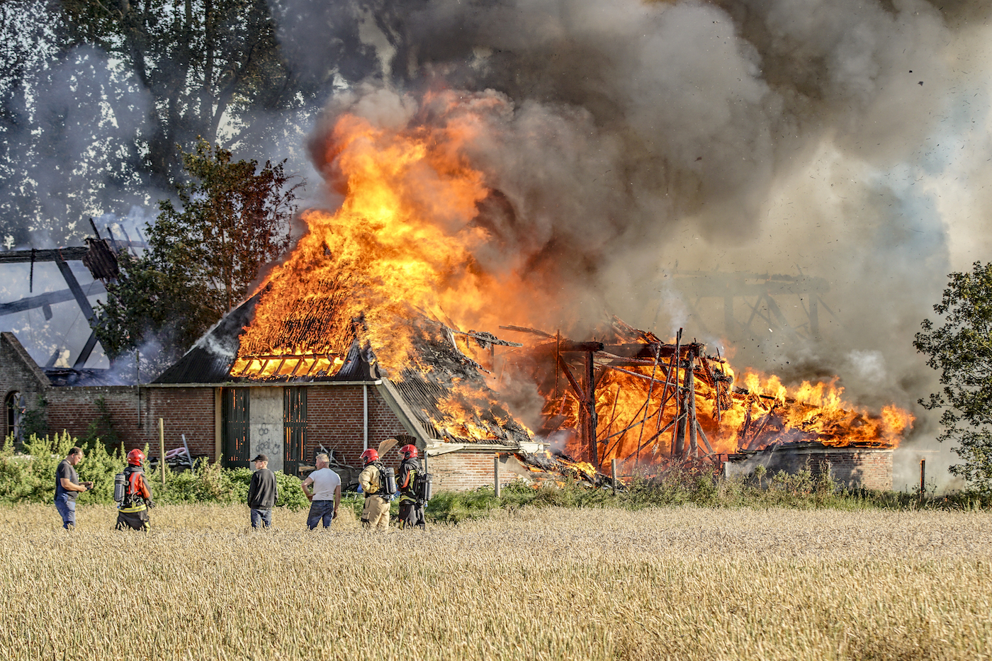 Boerderij in Roodeschool in de as gelegd; politie vermoedt brandstichting