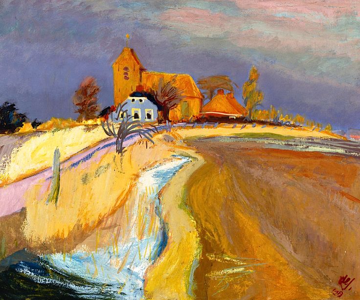 Een van de werken van Ploeg-lid Jannes de Vries: Kerk te Oostum