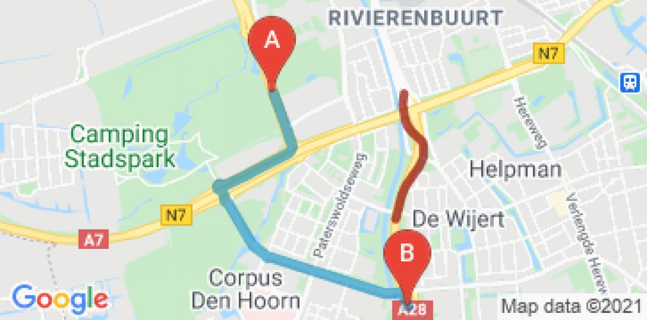 Omleiding voor verkeer vanaf de westelijke ringweg.