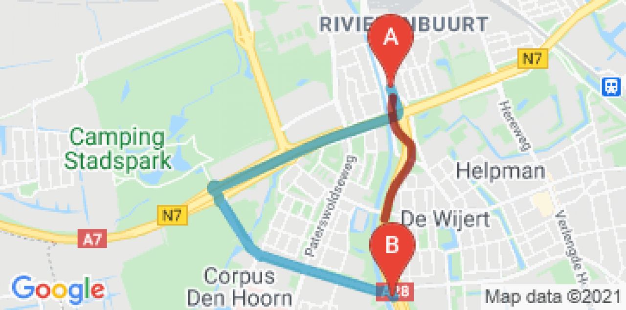 Omleiding voor verkeer vanuit het centrum.
