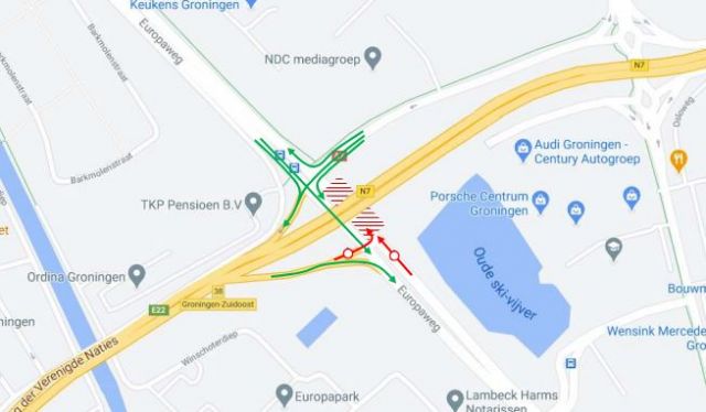Afsluiting richting centrum