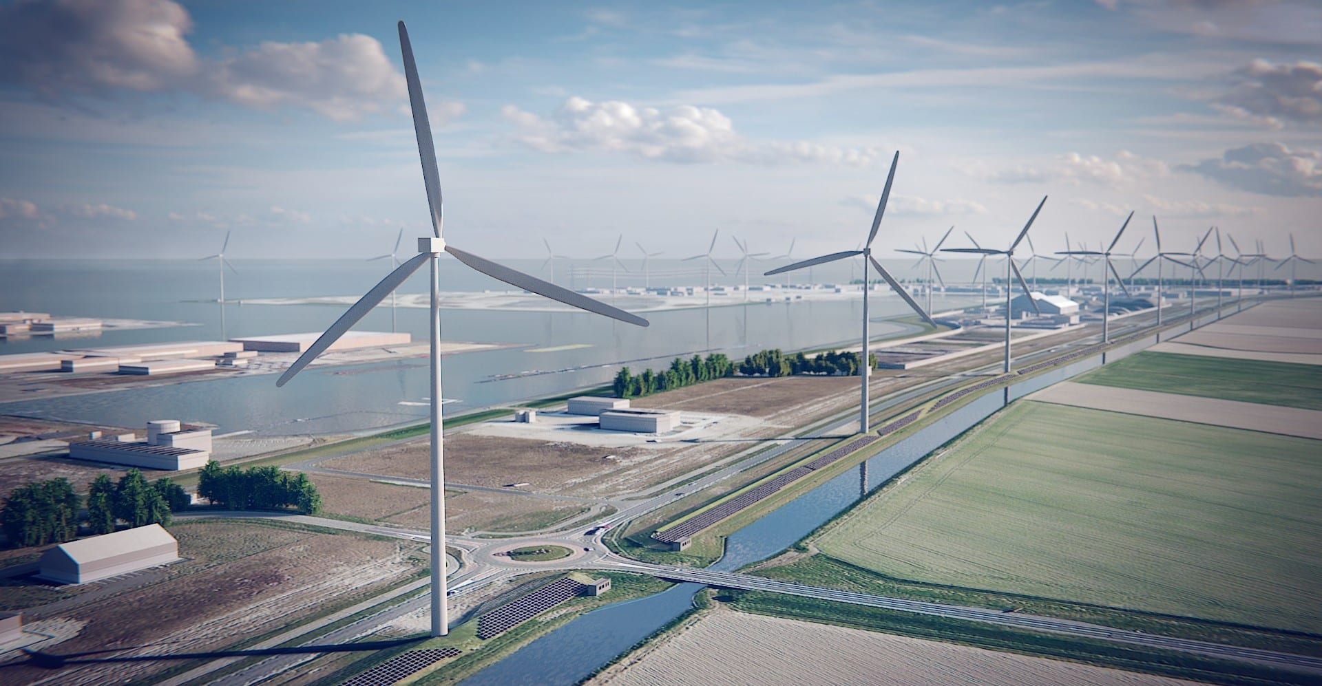 Windmolens in de Eemshaven - Foto Solarfields