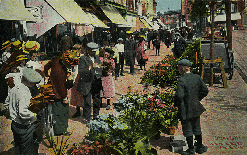 Bloemenmarkt in Groningen – 1915