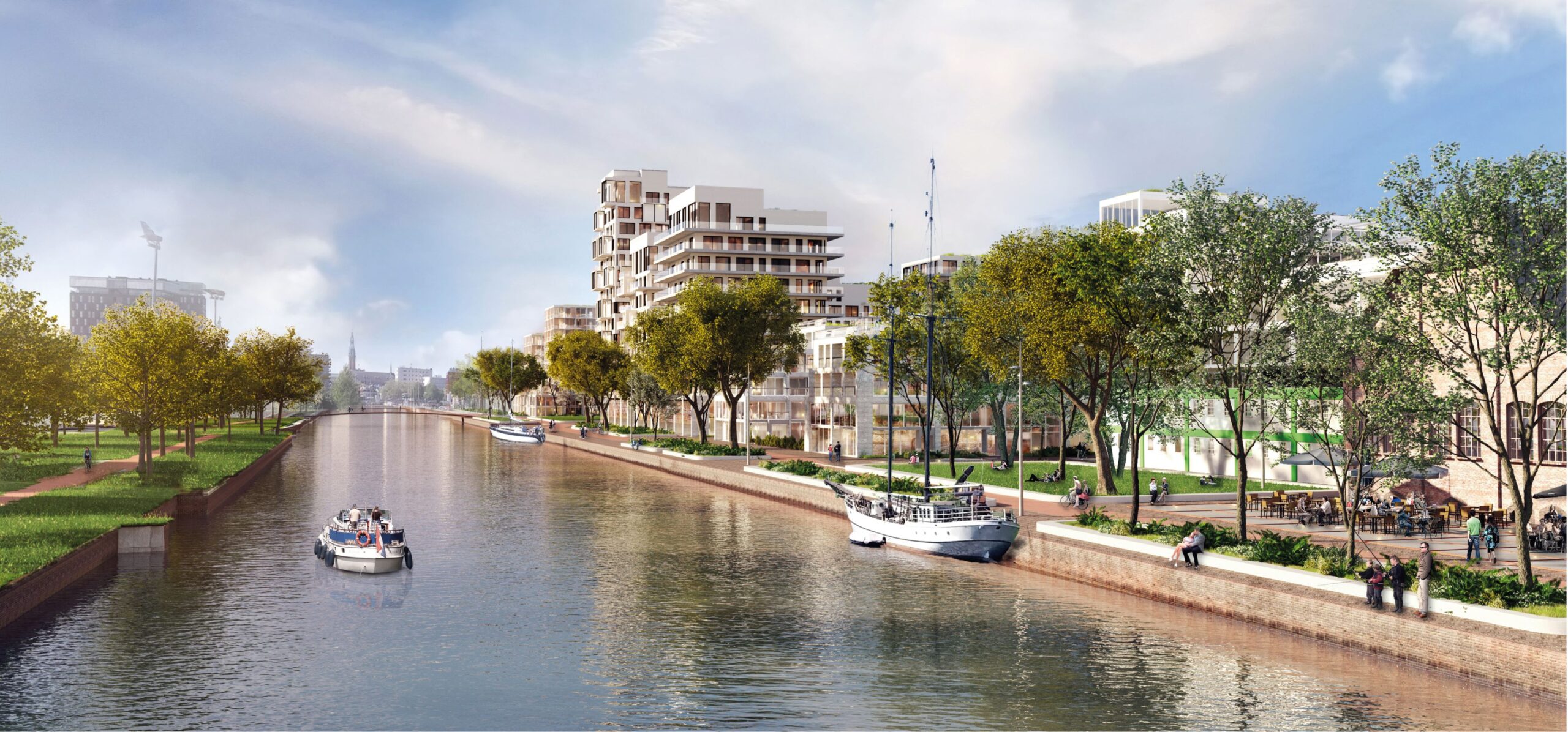Stadshavens, een gedeelte langs het Eemskanaal