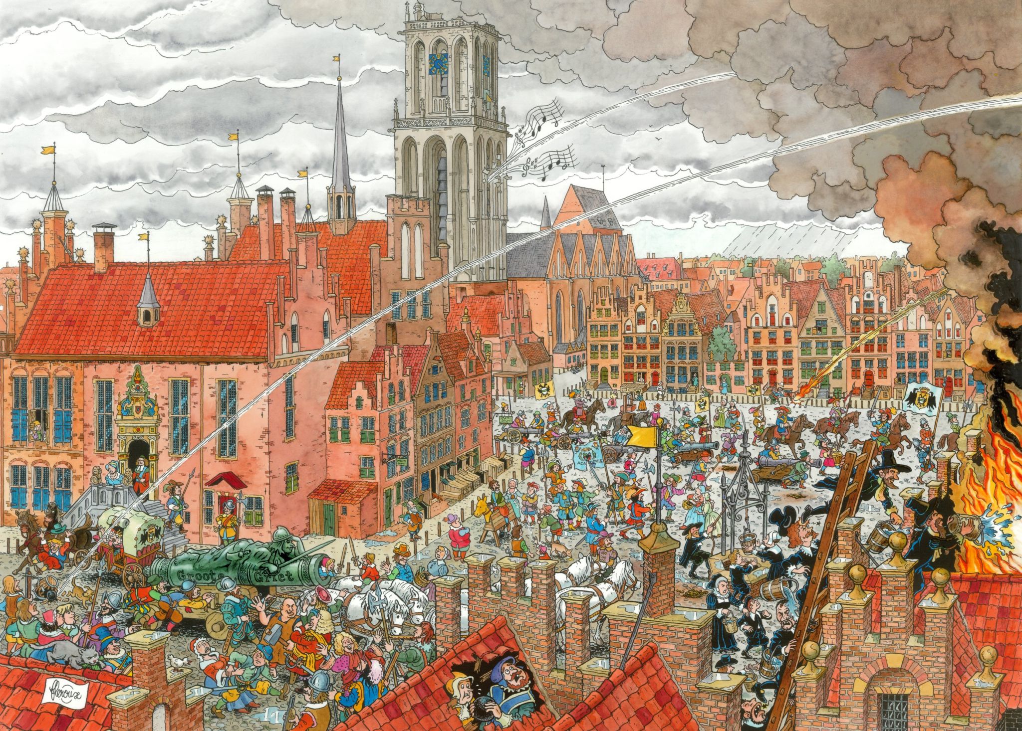 Illustrator Frans le Roux ontwerpt puzzel van Gronings Ontzet