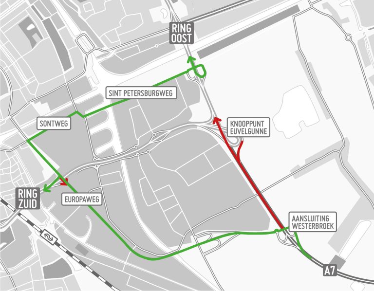 Omleidingsroutes voor de afsluiting van de N7